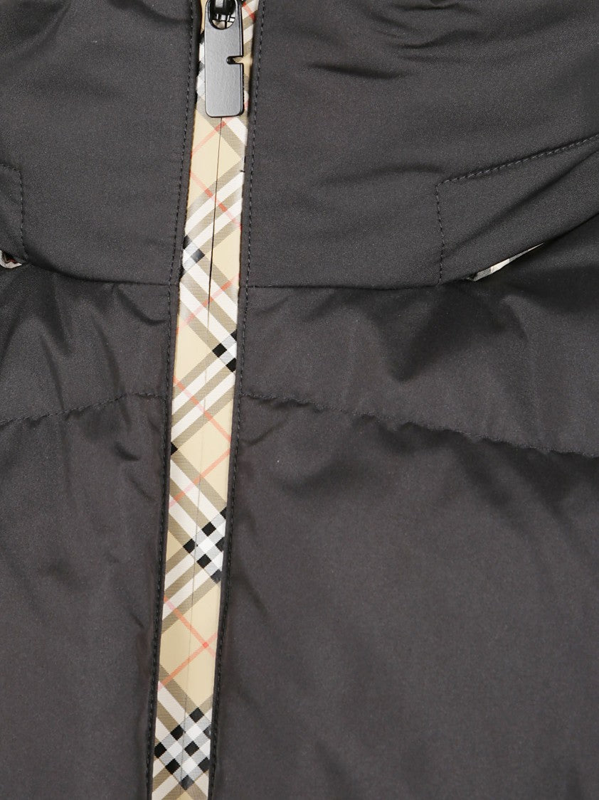 Burberry Quilted Down Jacket With Front Zip Closure