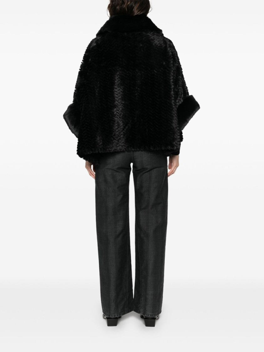 Liu Jo Cropped Black Faux Fur Coat