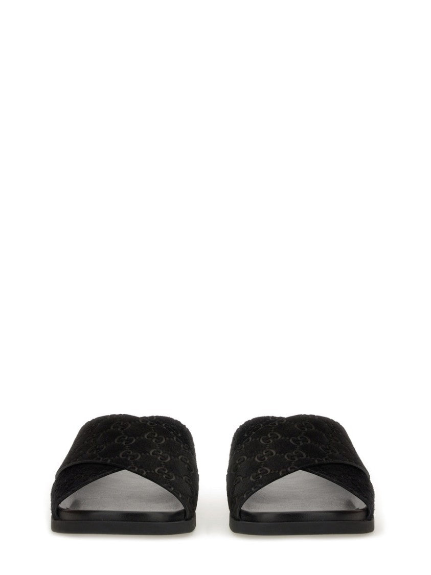 Gucci Sandal Slider With Textured Gg Pattern
