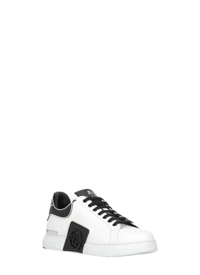 Philipp Plein White Phantom Metal Accent Sneakers
