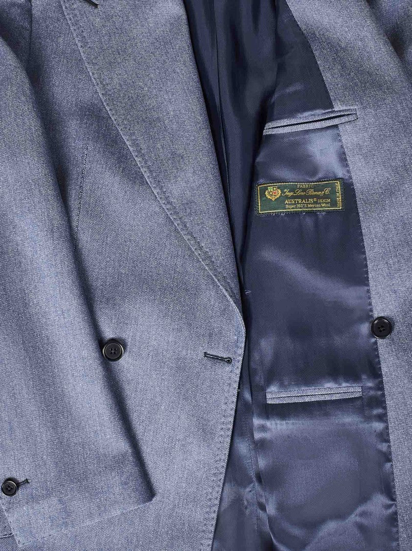 Franzese Collection Double-Breasted Denim Jacket With Wool Lining