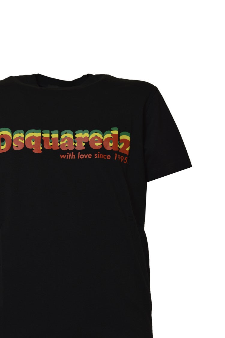 Dsquared2 Cool Fit T-Shirt In Black Cotton Multicolored Print