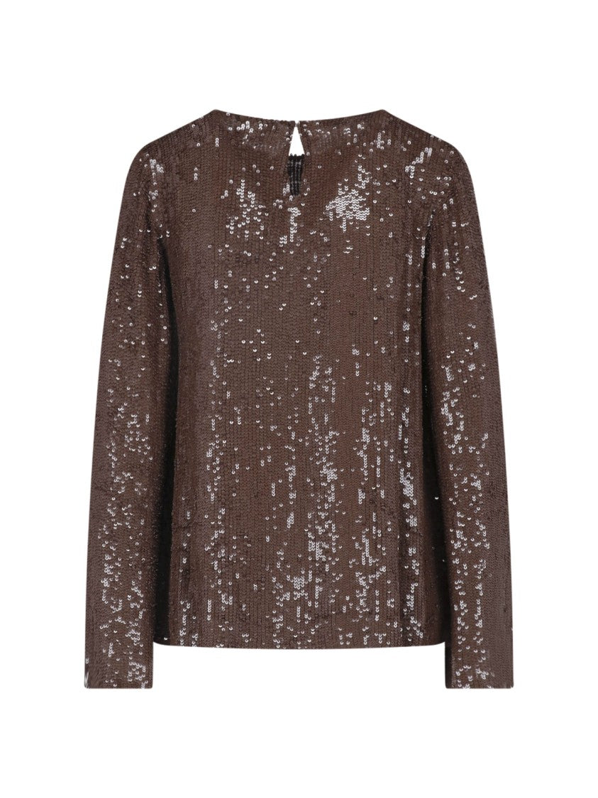 Parosh Sequined Viscose Top With Round Neckline