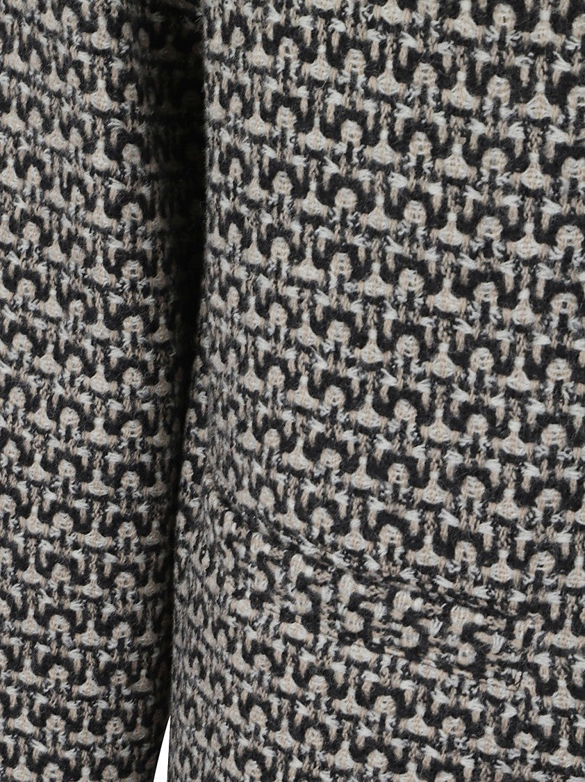 Emporio Armani Textured Monochrome Jacket With High Collar And Structured Silhouette