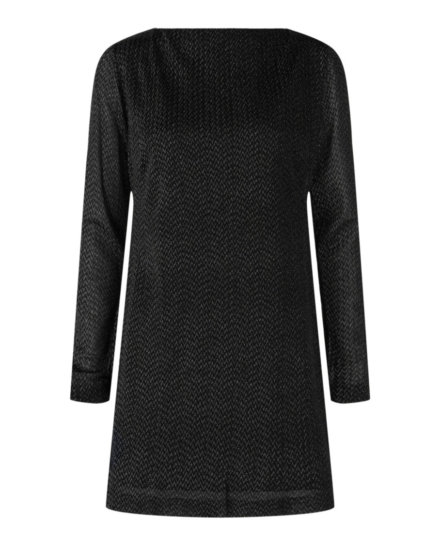 M Missoni Metallic Chevron Pattern Off-The-Shoulder Mini Dress