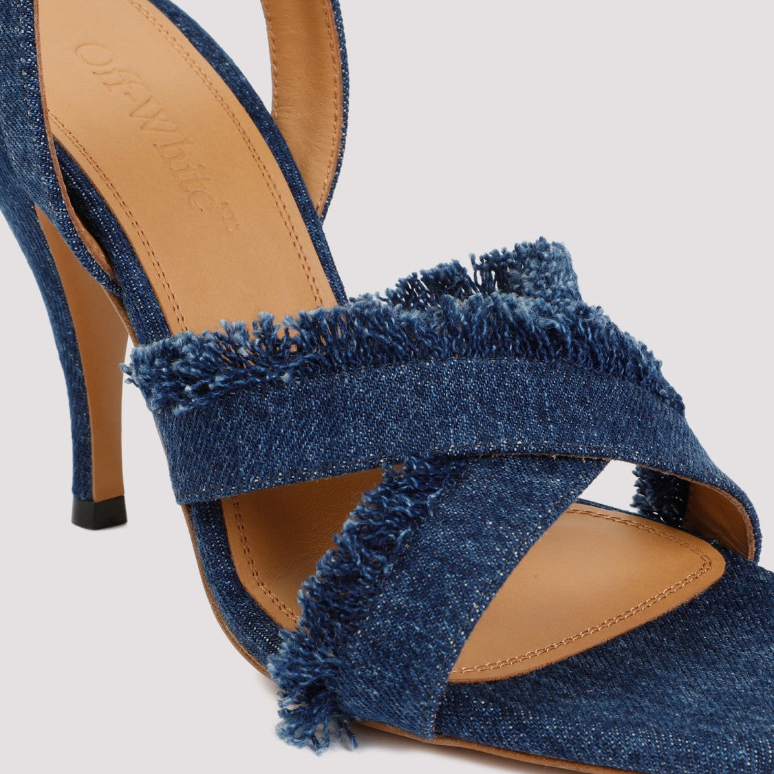 Off-White Blue Cotton Curvy Heel Denim Sandal