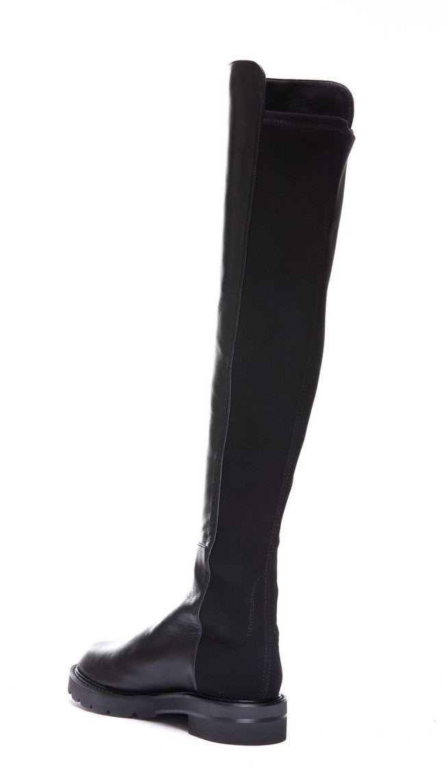 Stuart Weitzman Black 5050 Lift Leather-Suede Over-The-Knee Boots