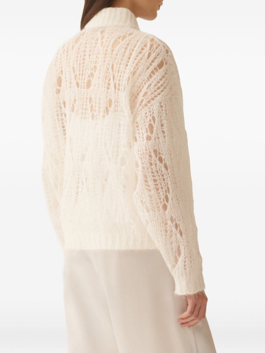 Fabiana Filippi Open-Knit White Jacket With Textured Design