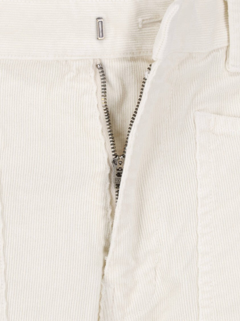 Nili Lotan Cream Shon Cotton Corduroy Rounded-Leg Pants