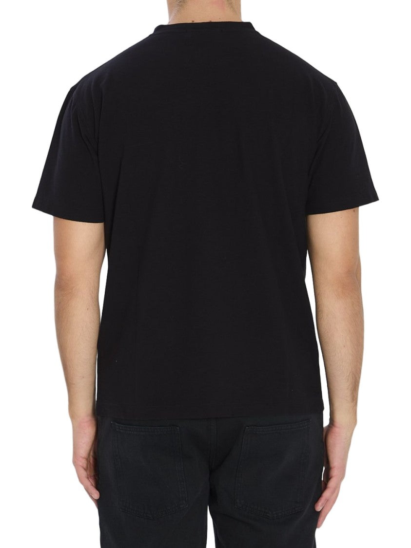 Stone Island Black Crepe Cotton T-Shirt With Logo Patch