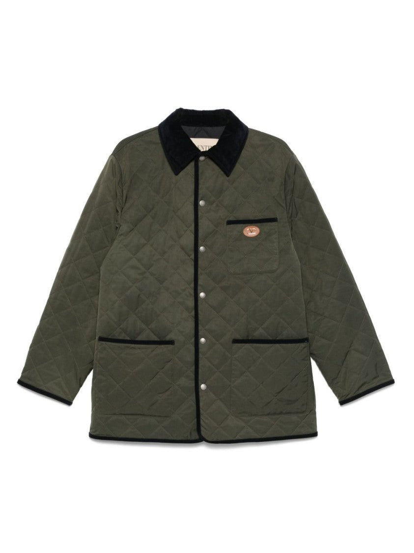 Valentino Garavani Quilted Jacket With Classic Collar And Contrasting Trim