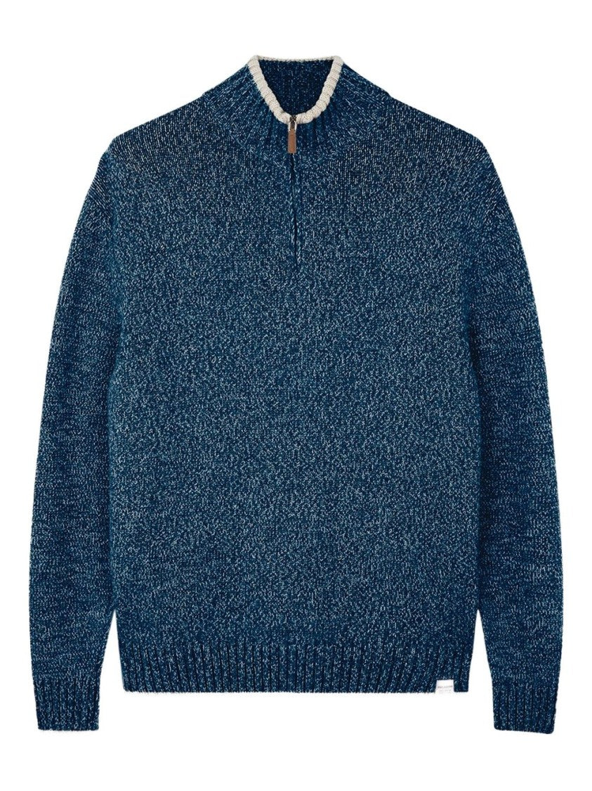 Paul & Shark Textured Knit Turtleneck Sweater With Half-Zip Closure