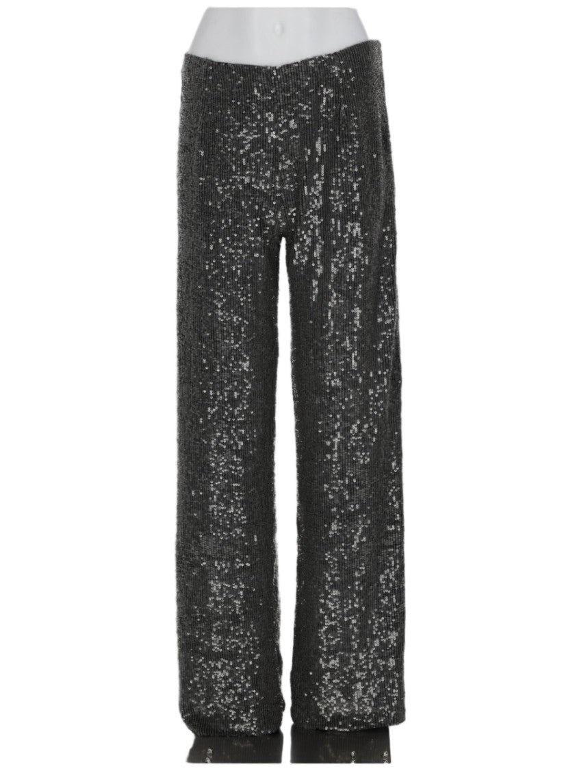 P.A.R.O.S.H. High-Waisted Charcoal Trousers With Sequin Embellishments