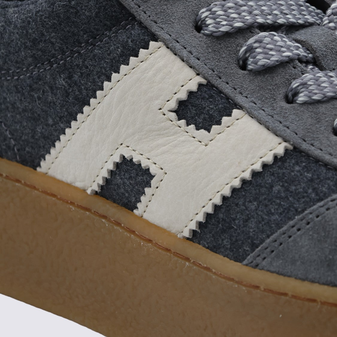 Hogan Round Toe Platform Sneakers With Prominent H Logo