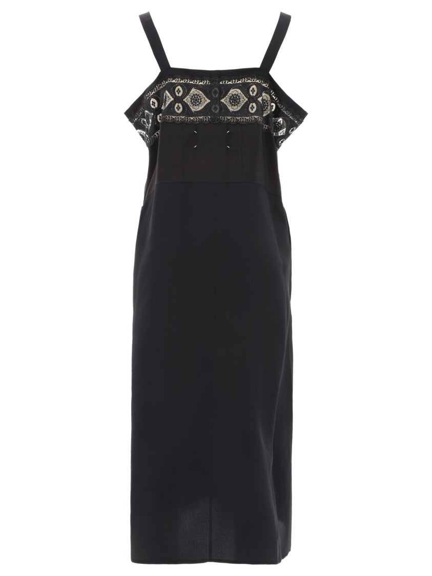 Maison Margiela Embroidered Sleeveless Dress With Flared Silhouette