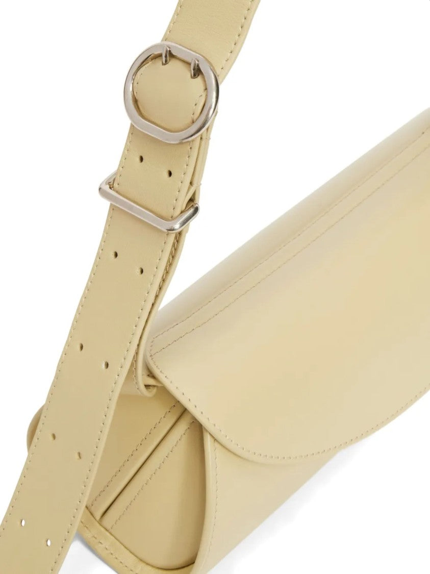 Jil Sander Cream Gold Hardware Leather Shoulder Bag