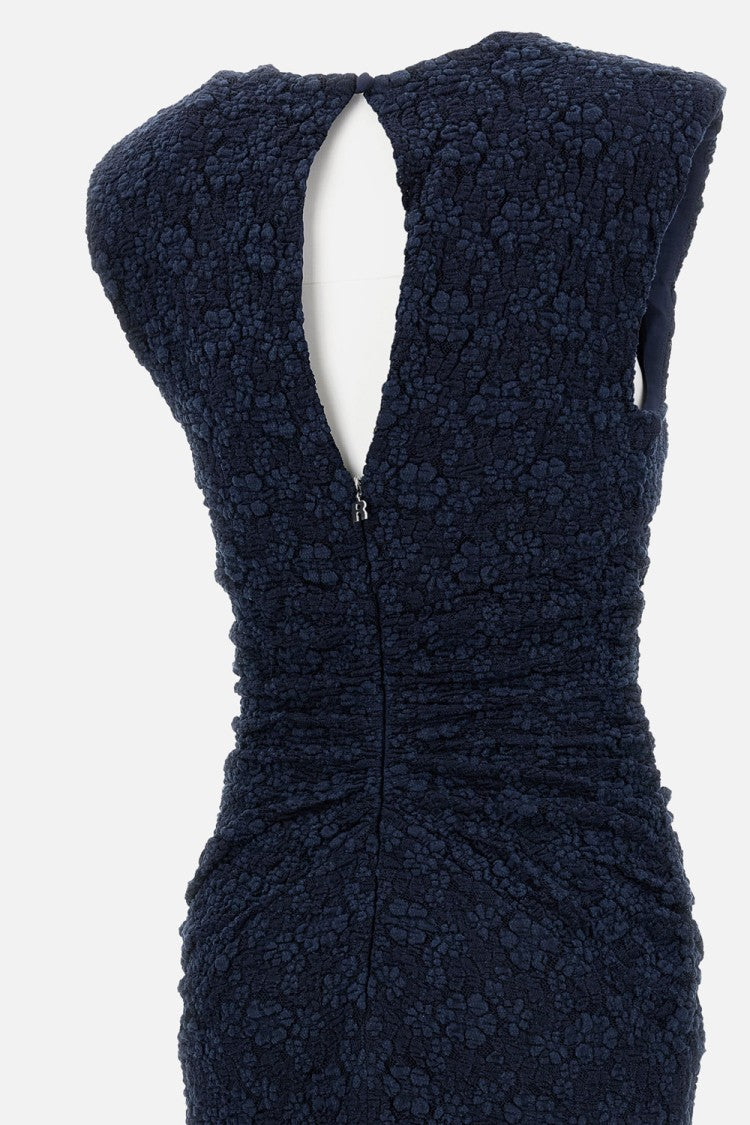 Rotate Birger Christensen Long Sleeveless Fitted Midi Dress With Textured Detailing