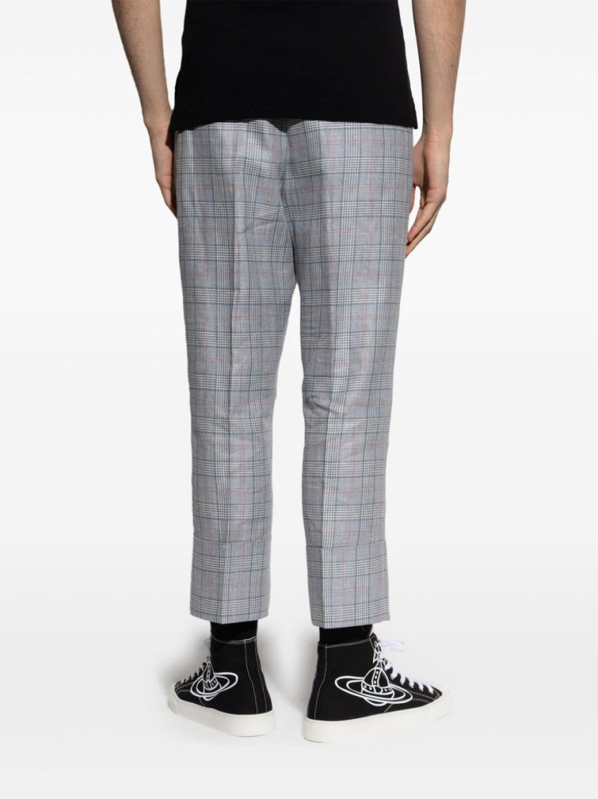 Vivienne Westwood Tailored Cropped Trousers With Grey Check Pattern