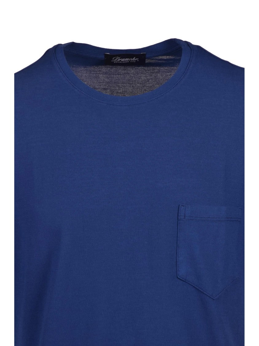 Drumohr Blue Pocket Crewneck T-Shirt