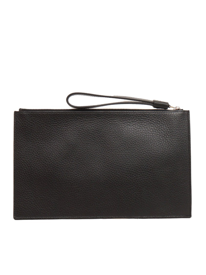 Claudio Orciani Textured Calf Leather Pouch With Zip Closure