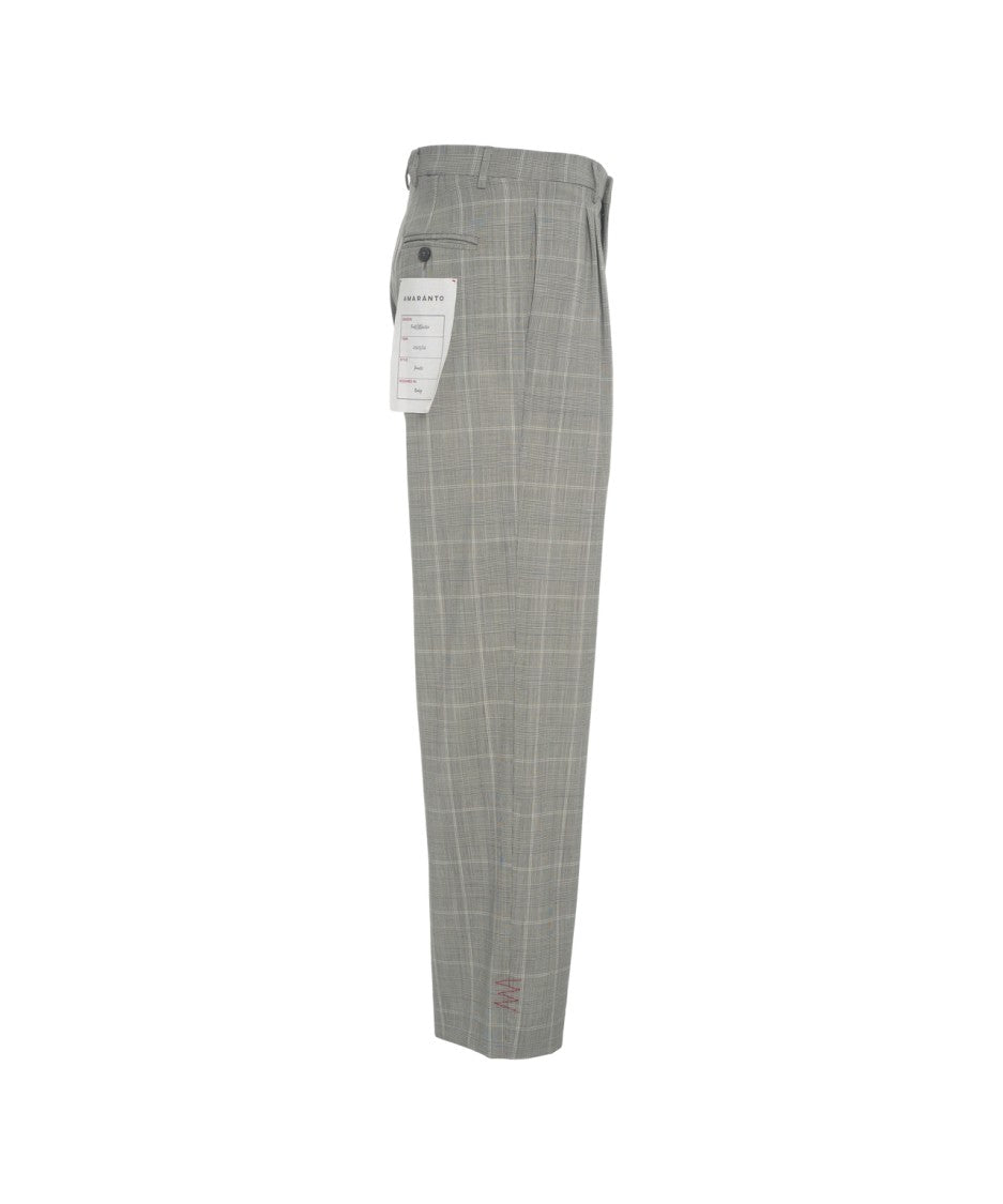 Amaranto Plaid Trousers With Precise Pleats And Tailored Finish