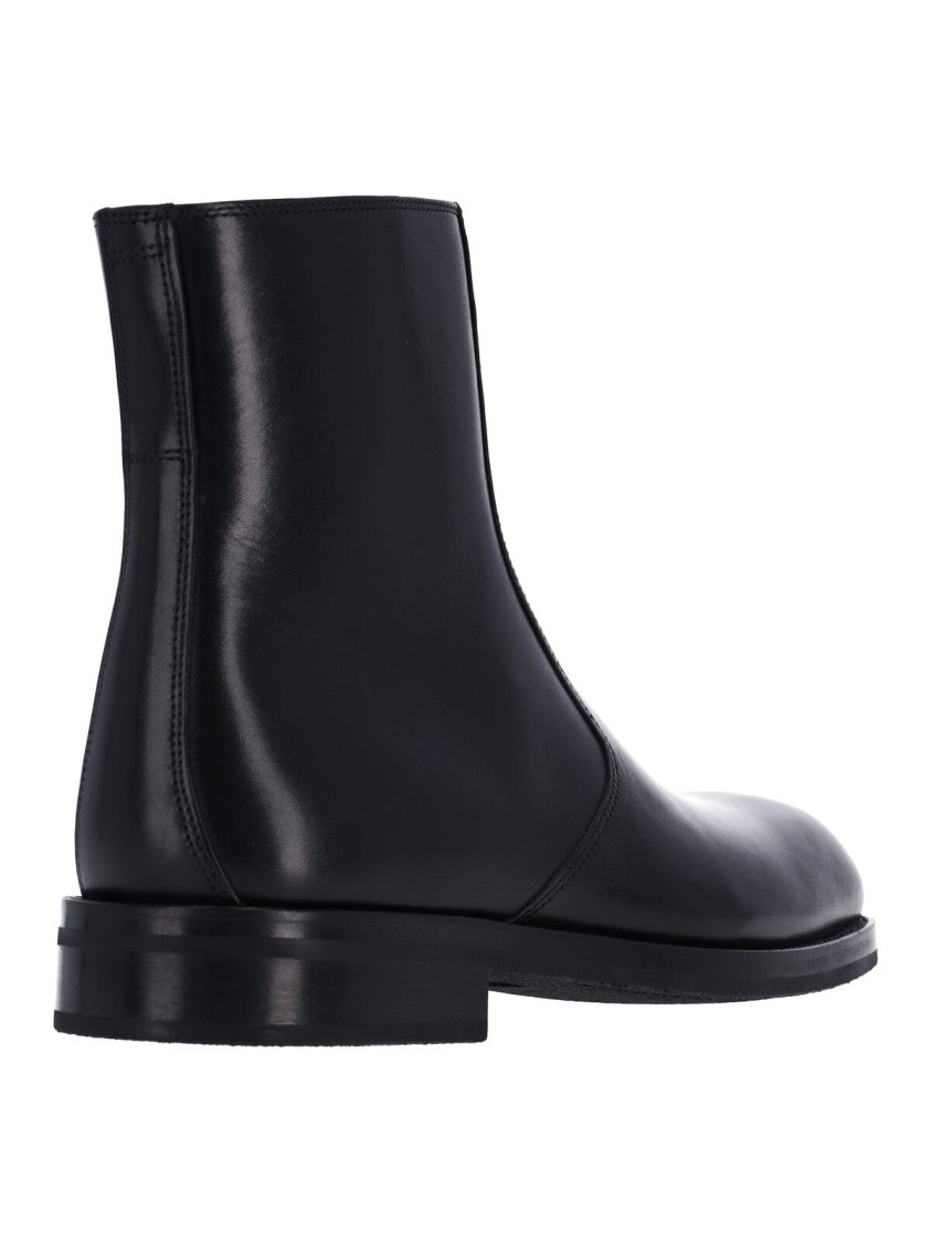 Lemaire Black Smooth Leather Square-Toe Ankle Boots