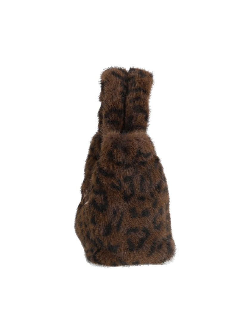Mc2 Saint Barth Dark Leopard Vanity Mini Soft Faux Fur Handbag