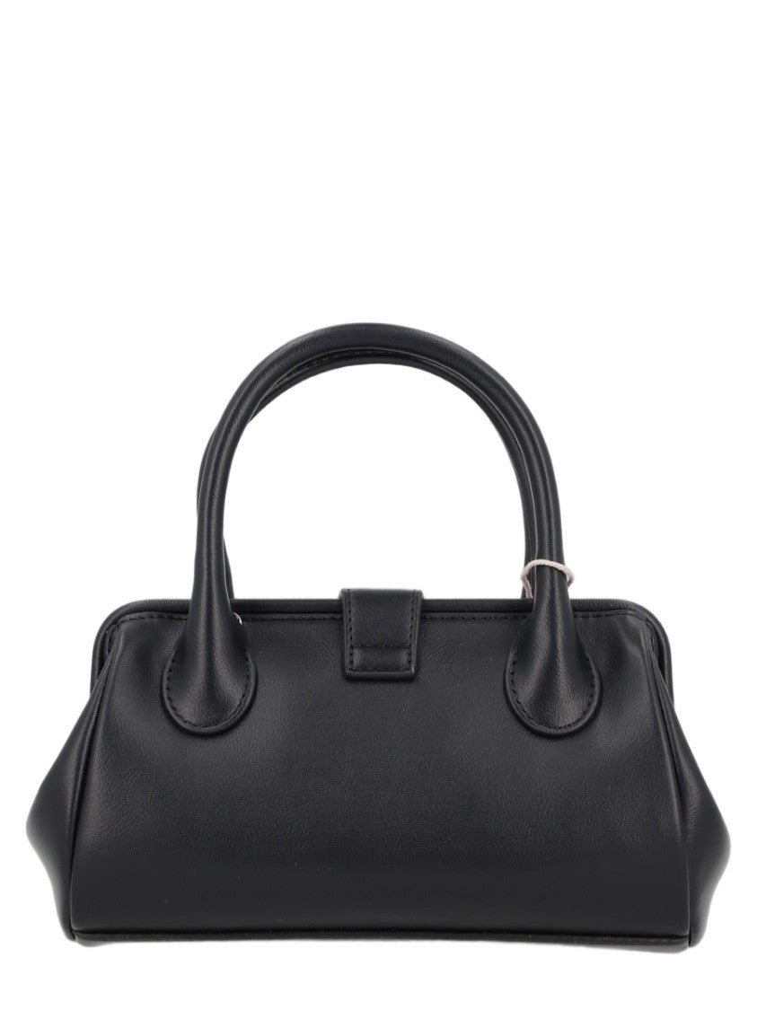 Vivienne Westwood Structured Black Handbag With Metallic Orb Emblem