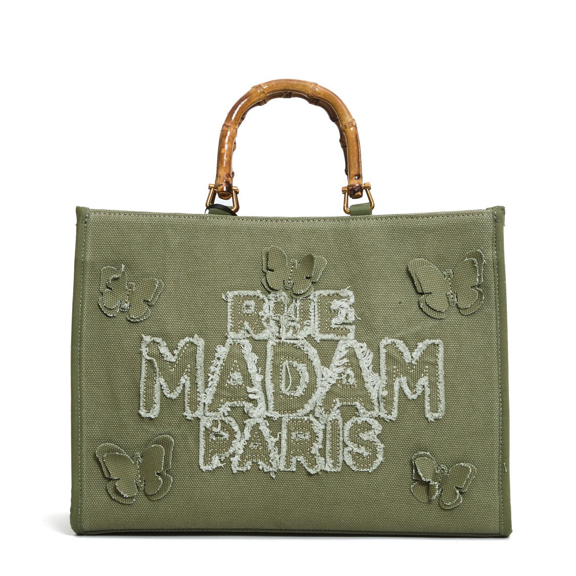 Rue Madame Canvas Tote With Embroidered Butterflies