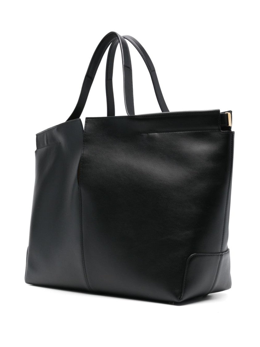 Tod's Black Gold Clasp Removable Pouch Tote