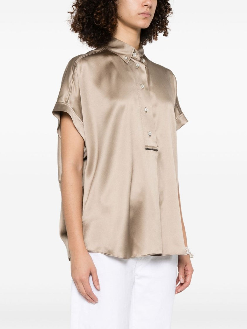 Brunello Cucinelli Khaki Button-Down Shirt With Drop Shoulders
