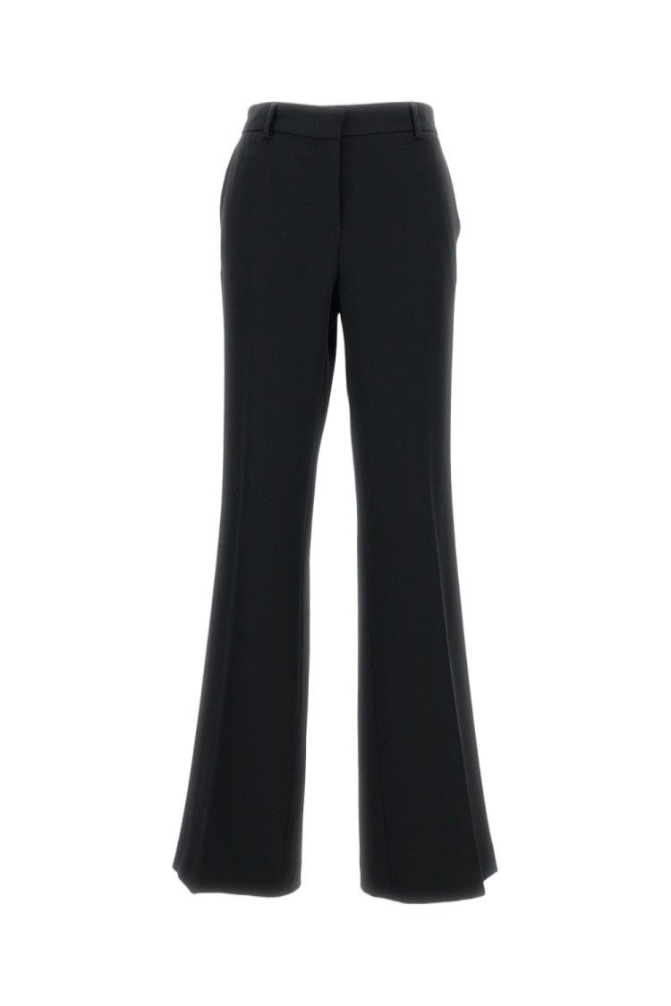 Alberto Biani Flared Black Cady Trousers With Tailored Silhouette
