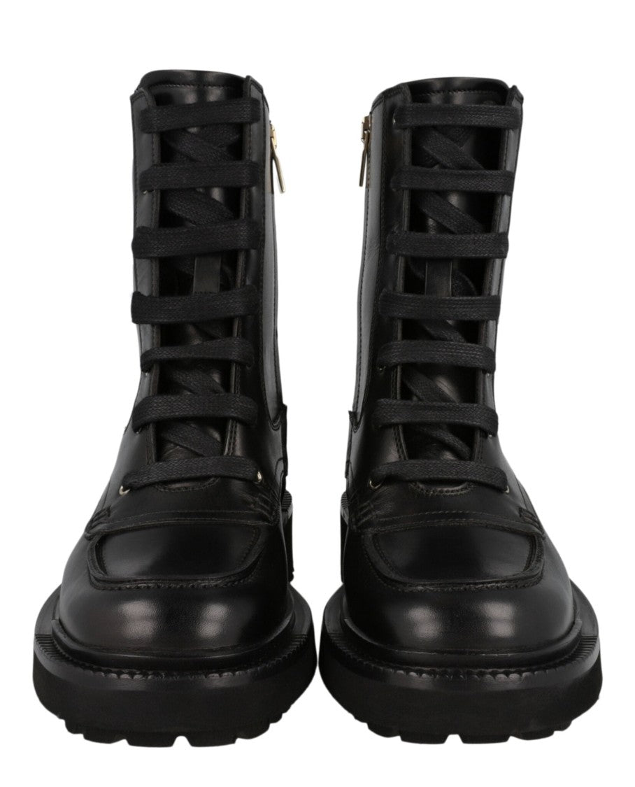 Ferragamo Leather Combat Boots