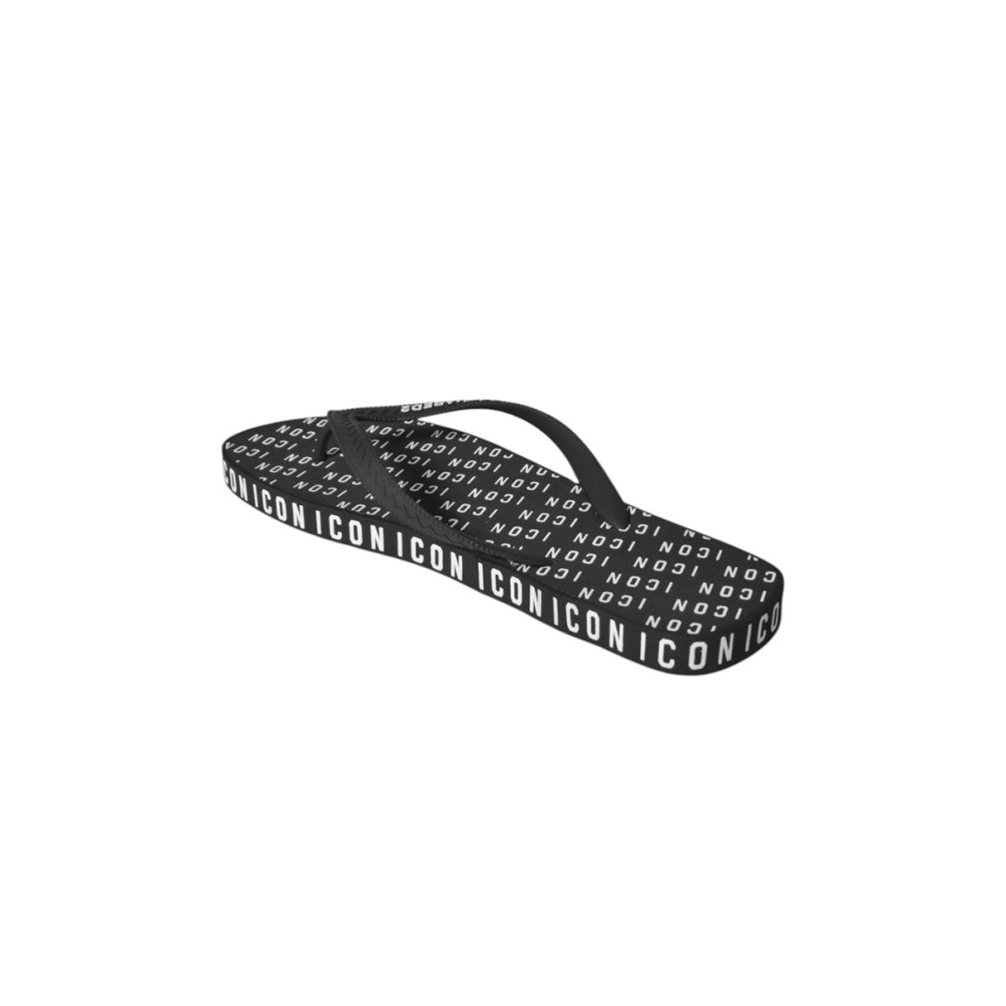 Dsquared2 Black Rubber Logo Flip Flops