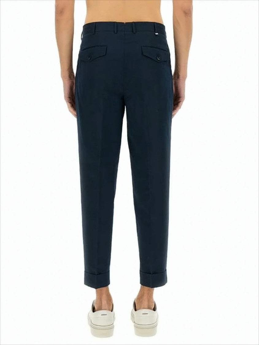 Pt Torino Tailored Blue Straight Pants With Cuffed Hems