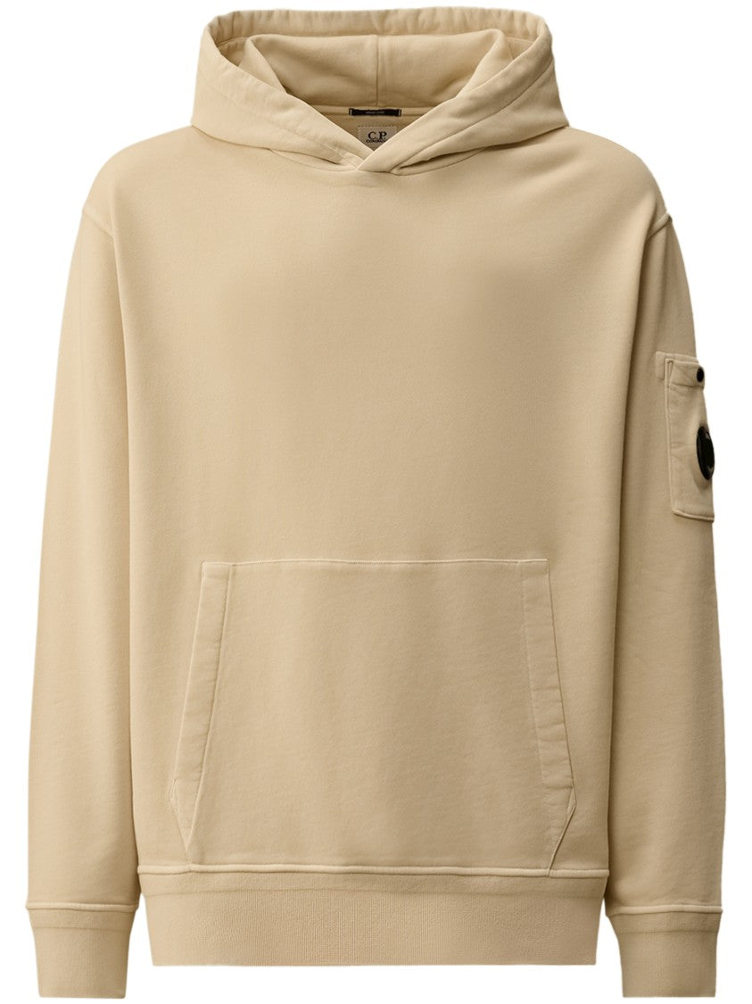 C.P. Company Cotton Diagonal Fleece Hooded Sweatshirt With Lens Detail