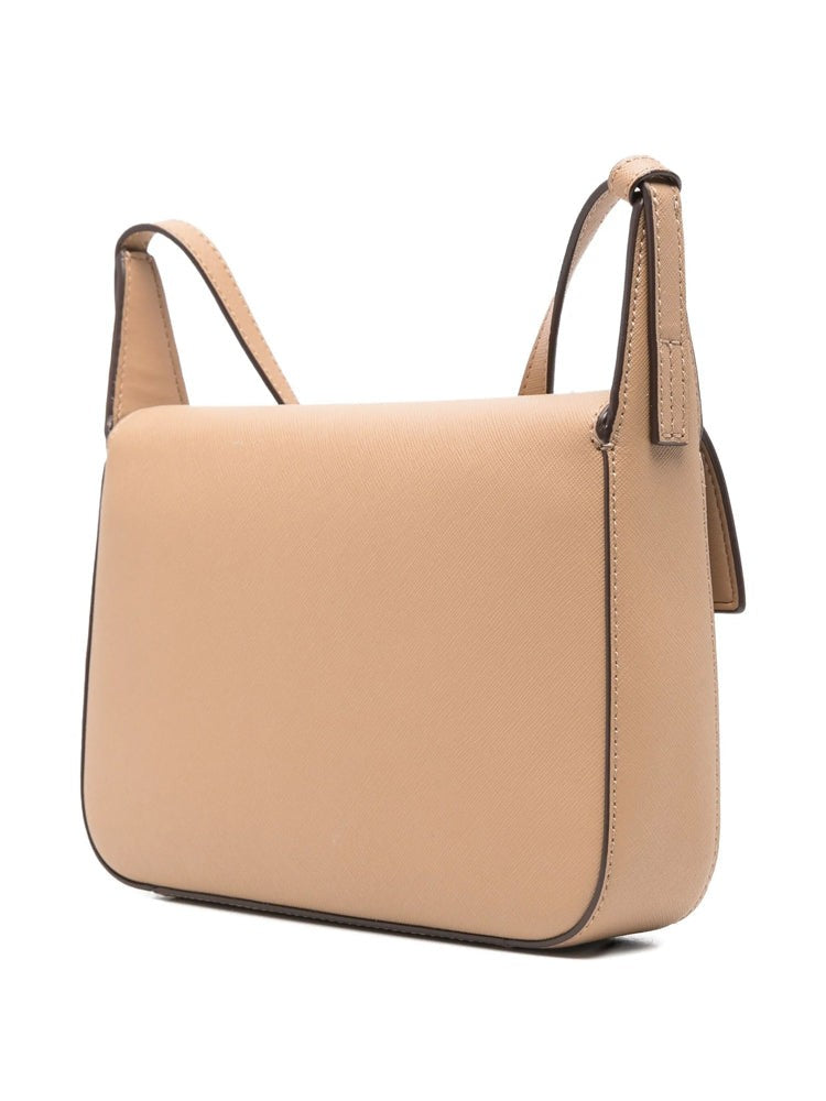 Dkny Structured Cow Leather Crossbody Bag With Embossed Logo