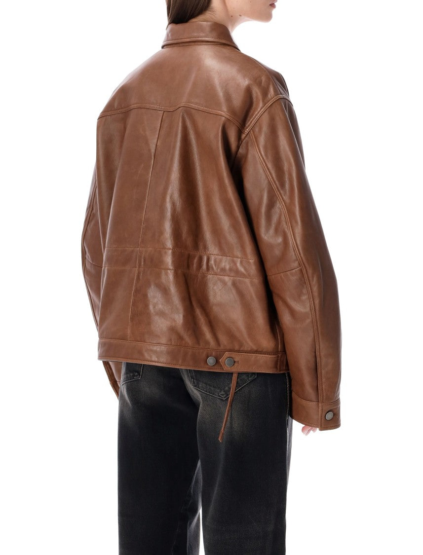 Haikure Jocelyn Boxy Cropped Leather Jacket