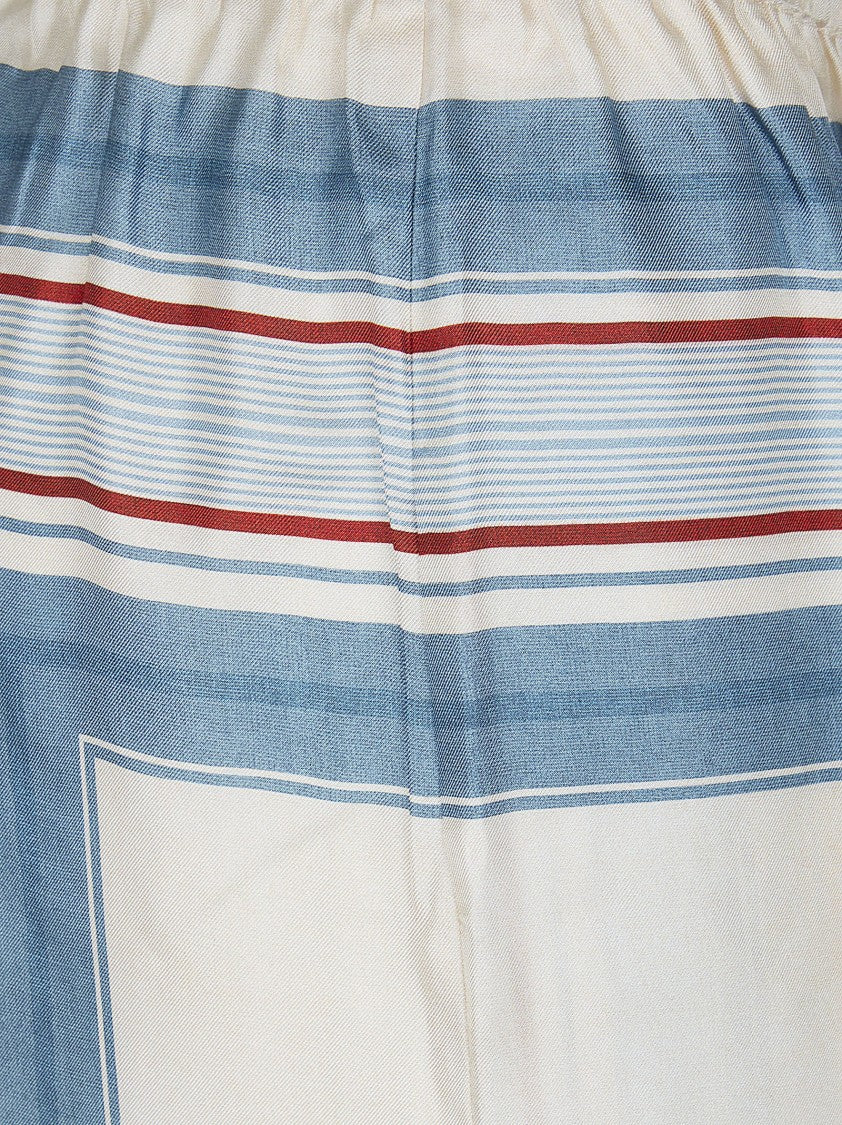 Zimmermann Silk Trousers With Geometric Border Pattern And Drawstring Waist