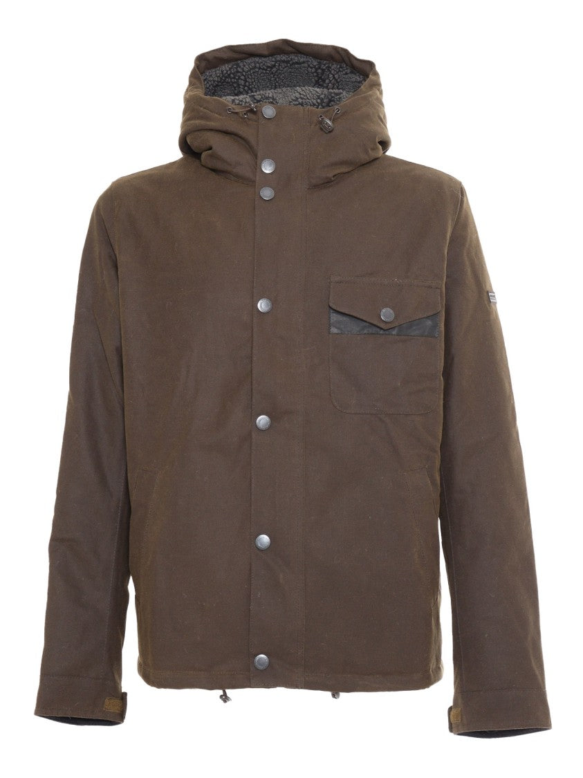 Barbour Brown Waxed Cotton Jacket With Hood