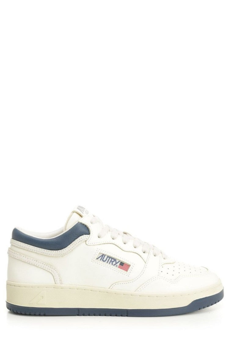 Autry Med-Way Mid Sneakers  In Pelle Blu, Marsh