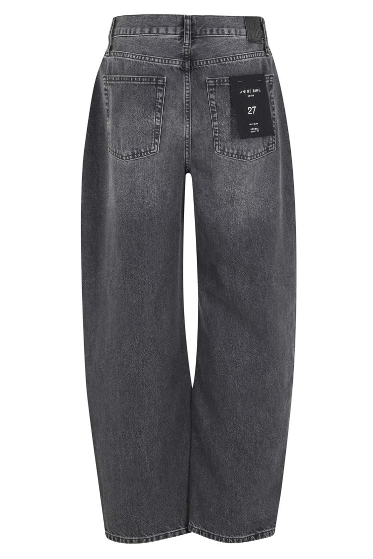 Anine Bing Vintage Gray Fritz Five-Pocket Curved-Leg Cotton Jeans
