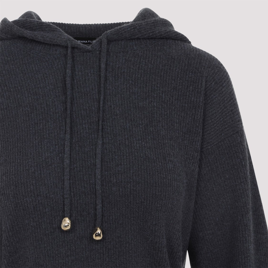 Fabiana Filippi Denim Grey Virgin Wool Hooded Dress