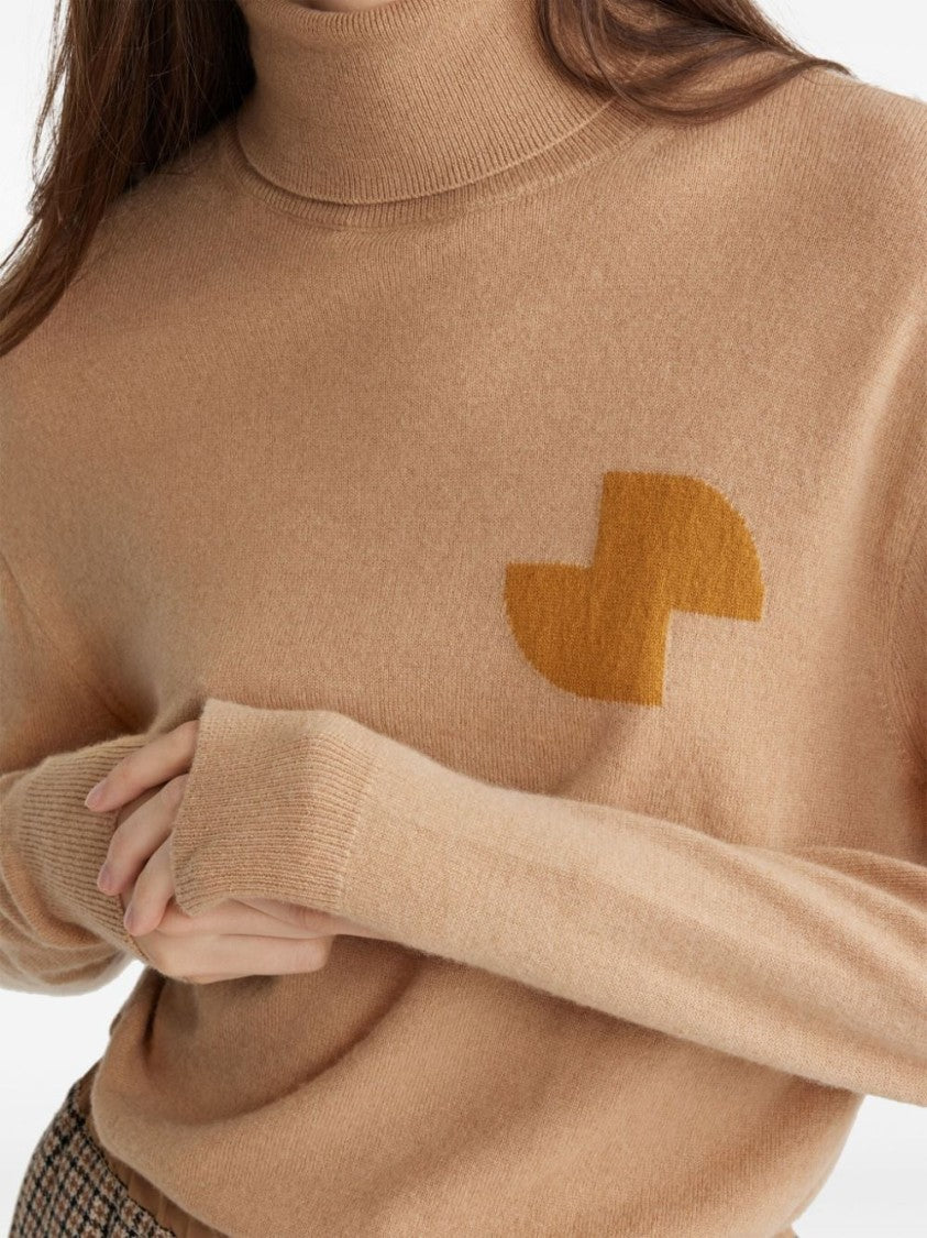 Patou Beige Cashmere/Wool Logo Sweater
