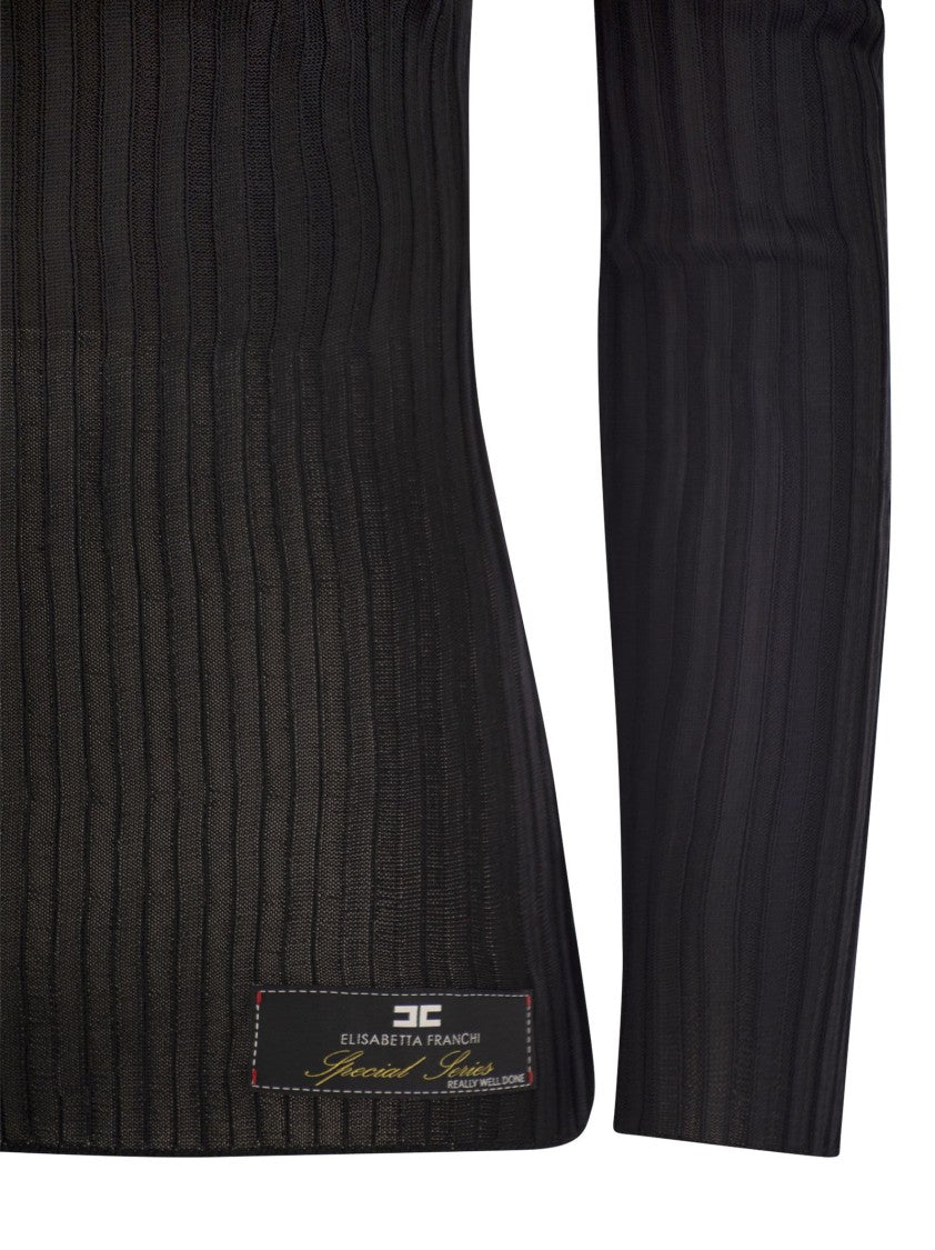 Elisabetta Franchi Shiny Viscose Ribbed Jersey