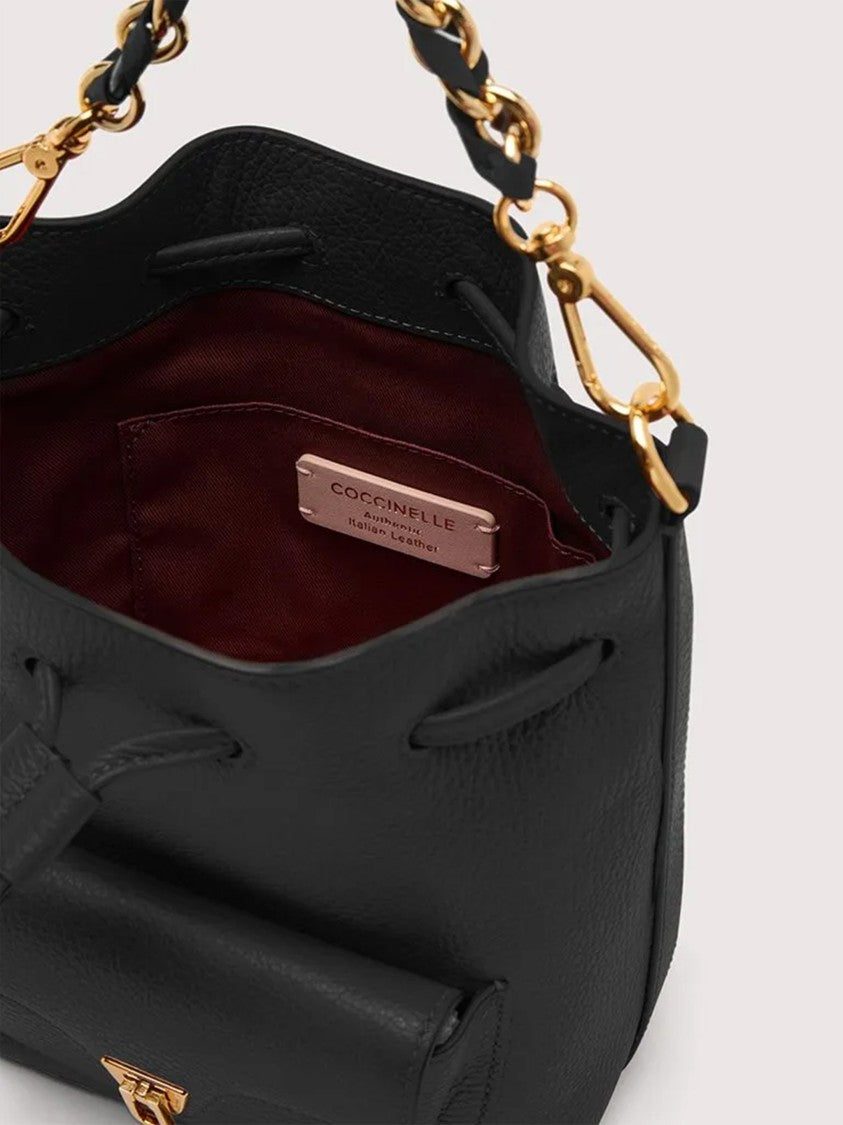 Coccinelle Beat Generation Small Leather Clasp Bucket Bag