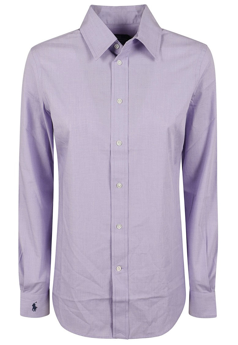Polo Ralph Lauren Long-Sleeved Light Lilac Cotton Button-Front Shirt