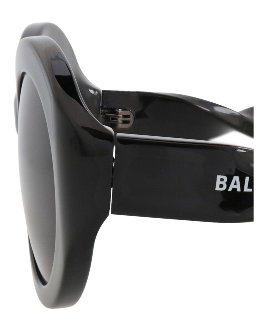 Balenciaga Round-Frame Sunglasses In Glossy Acetate With Saddle Nose Bridge