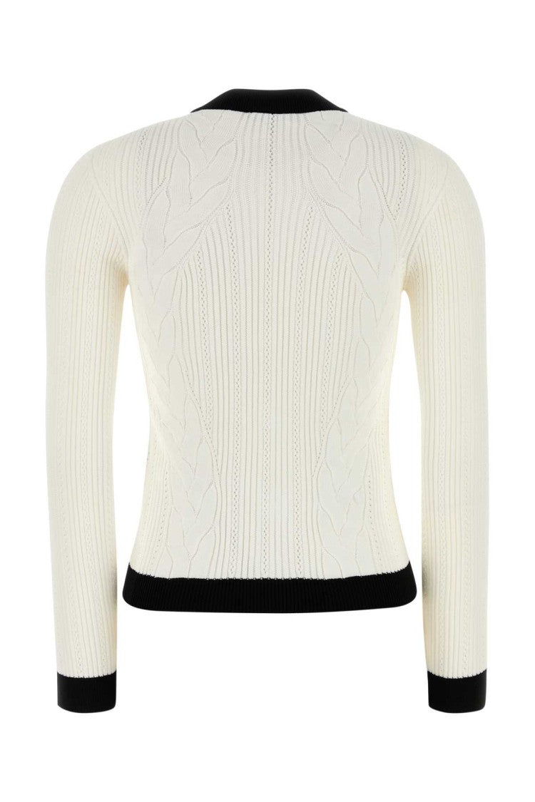 Balmain White Viscose Blend Cardigan