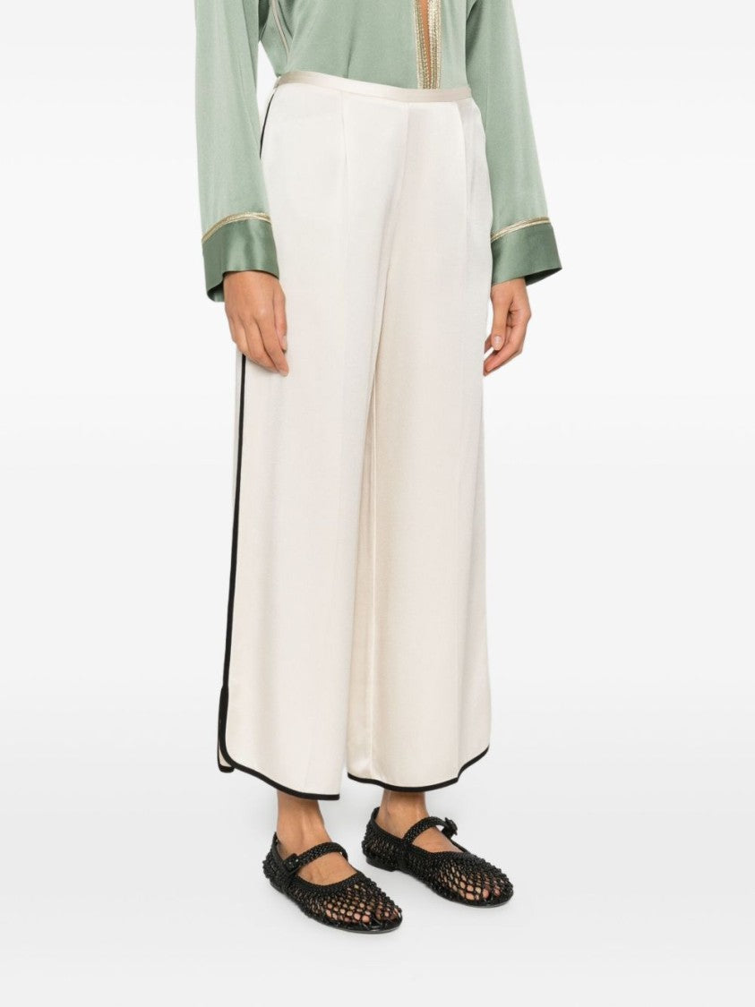 Forte Forte Wide-Leg Tailored Trousers With Black Piping